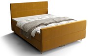 Pat matrimonial Boxspring 140 cm Flu plus (auriu) ( cu saltea și sp. depozitare). 1046571