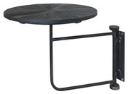 Masuta laterala de perete, neagra, din lemn masiv si metal D30cm, Clayn
