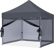 RESIGILAT- ABCCANOPY – Cort pavilion pliabil 3x3 m, cu pereți Mesh anti-insecte, înălțime reglabilă (3 trepte), impermeabil, protecție UV, Gri