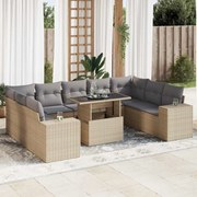 vidaXL Set canapele de grădină cu perne, 10 piese, bej, poliratan