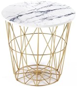 Măsuță de cafea HARISSA 41x42 cm auriu/alb decor marmorat
