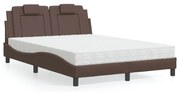 vidaXL Pat cu saltea, maro, 120x200 cm, piele ecologică