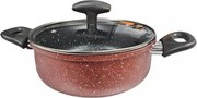 Cratita adanca Rosberg R51318G22D, 22 cm, 4.3 L, Finisaj marmura, Inductie, Bordeaux melange