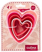Set 5 forme, inimioare, pentru prăjituri, culoarea roz, diferite mărimi