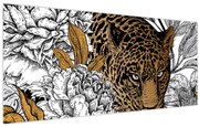 Tablou - Leopard între flori (120x50 cm)