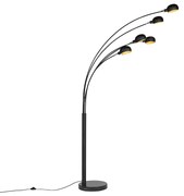 Lampa de podea de design neagră cu 5 lumini - Sixties Marmo