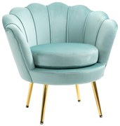 Fotoliu cu design vintage din Catifea, Spatar curbat, 76x76x74cm Verde HOMCOM | Aosom Romania
