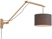 Aplica cu brat articulat din bambus si abajur din tesatura in, Andes natur/ gri inchis