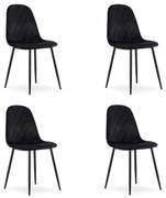 Set 4 Scaune Bucatarie/Dining Askora Catifea Negru
