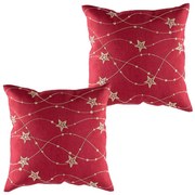 Set 2 fețe pernuțe cu broderie Stele, 40 x 40 cm