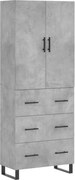 vidaXL Dulap înalt, gri beton, 69,5x34x180, lemn compozit