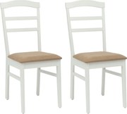 vidaXL Scaun de sufragerie 2 pcs Alb și maro Lemn Solid de Cauciuc