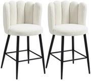 HOMCOM Scaune Bar de 2 piese, Moderne cu Tapiterie din Casmir Artificial, cu Spatar si suport pentru picioare, Crem Alb | Aosom Romania