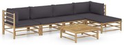 vidaXL Set mobilier de grădină cu perne gri închis, 6 piese, bambus
