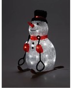 Decorațiune de Crăciun cu LED Om de zăpadă pe schiuri 30 LED , roșu, 31 cm