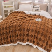 Patura Cocolino cu Blanita de Iepure si Catifea Teddy, 200x230cm, cu blanita pe spate - Maro