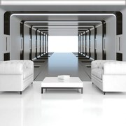Fototapet - 3D tunel argintiu (254x184 cm)