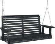 vidaXL Bancă balansoar grădină lanțuri metalice negru lemn masiv brad