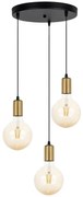 Lustră pe cablu MIROS 3xE27/60W/230V rotundă neagră/aurie