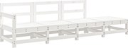 vidaXL Set mobilier relaxare de grădină, 4 piese, alb, lemn masiv pin