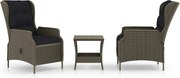 vidaXL Set mobilier de grădină cu perne, 3 piese, maro, poliratan