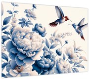 Tablou pe sticlă - Colibri deasupra florii (70x50 cm)