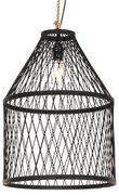 Lampă suspendată rustică pentru exterior din ratan negru 40x55 cm - Calamus