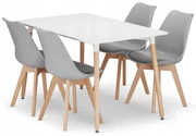 Set de masa 1 + 4, masa ADRIA 120x80cm alba + scaune BALI MARK gri