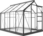 Outsunny Seră de Grădină, Seră din Policarbonat și Aluminiu cu Ușă Culisantă, Ventilație pe Acoperiș și Jgheab, 190x192x201 cm, Gri | Aosom Romania