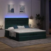 vidaXL Cadru de pat otoman cu saltele Verde închis 200x200cm catifea