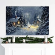 DUBLEZ | Tablou din lemn - Peisaj de iarnă