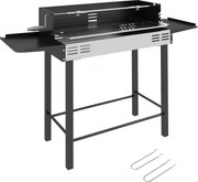 Outsunny BBQ Rotisserie Grill Charcoal Split Roaster for Chicken Turkey 3-Level Grill Grate, Storage Shelves, Stainless Steel | Aosom Romania