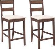 vidaXL Scaune de bar cu perne 2 buc din cauciuc din lemn masiv maro
