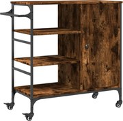 vidaXL Cărucior de bucătărie stejar fumuriu 87,5x38,5x84,5cm lemn