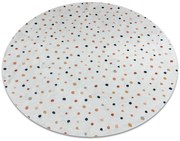 BAMBINO 47890 rotund covor lavabil Puncte pentru copii anti-alunecare - alb / maro