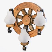 Aplica de perete rustica fabricata manual din lemn Roata WOOD-RO-AP3