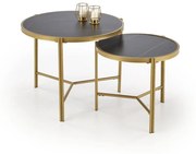 Set 2 masute de cafea Fatima marmura neagra/auriu