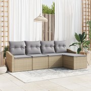 vidaXL Set de canapele pentru grădină 5 pcs Bej Rattan poli