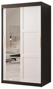 Dulap de haine Riven 2 100 (negru mat + alb mat) (cu oglindă). 1064167