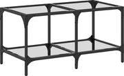 vidaXL Măsuță de cafea blat din sticlă transparentă 78,5x40x40 cm oțel