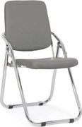 Scaun pliabil gri HRC 609 din piele ecologică și cadru metalic cromat