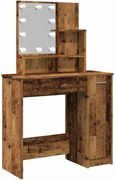 vidaXL Masă de toaletă cu LED, lemn vechi, 86,5x35x136 cm