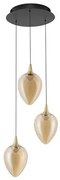 Lustra moderna cu 3 pendule LED, Metal, Sticla, Champaign, Nali