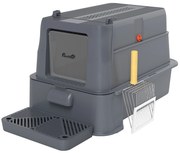 PawHut Litieră Închisă de 80L pentru Pisici cu Tavă Detașabilă, în ABS și Oțel Inoxidabil, 63x43x43 cm, Gri Închis | Aosom Romania