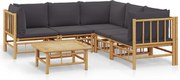 vidaXL Set mobilier de grădină cu perne gri închis, 6 piese, bambus
