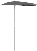 vidaXL Umbrelă de grădină cu stâlp, antracit, 180x90 cm, semirotundă
