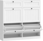 HOMCOM Dulap pentru pantofi 20 perechi, dulap îngust cu 4 sertare rabatabile, 2 compartimente, alb | Aosom Romania