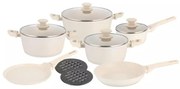 Set de oale 12 piese, aluminiu cu strat antiaderent, culoare crem Klausberg KB7884, potrivite pentru toate tipurile de plita