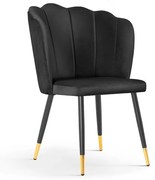 Scaun tapitat Hilton negru picioare negru/gold - H88 cm
