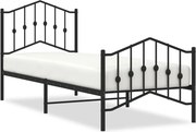 vidaXL Cadru pat metalic cu tăblii de cap/picioare negru, 80x200 cm